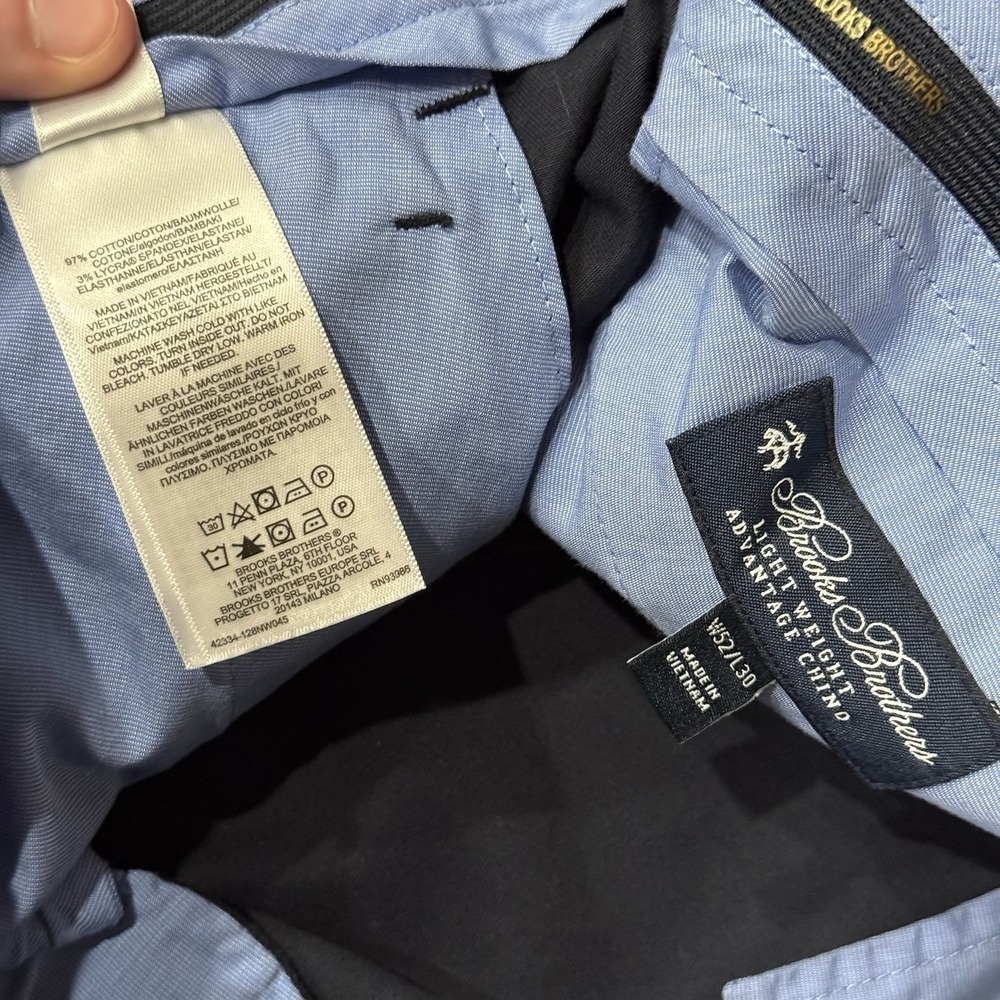 NWT Brooks Brothers Lightweight Advantage Chino‎ Pants Men's 52x30 Navy Blue - Picture 6 of 6